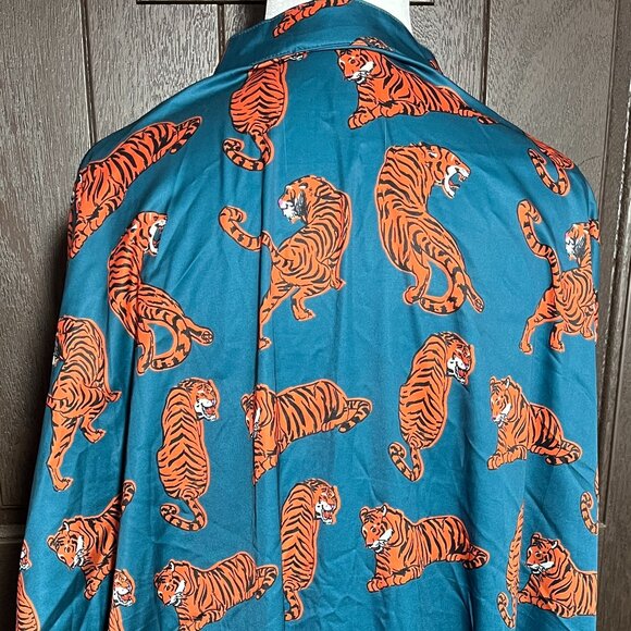 Dressed in LALA Wild Woman Teal Satin Playsuit Set - Picture 5 of 8